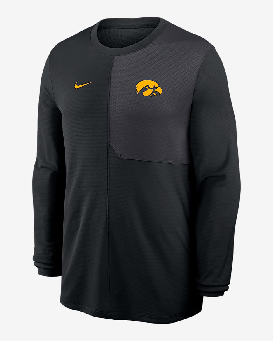 【Nike】Iowa Hawkeyes Sideline Coach Iowa Sideline Coach Men's Nike Dri-FIT College Long-Sleeve